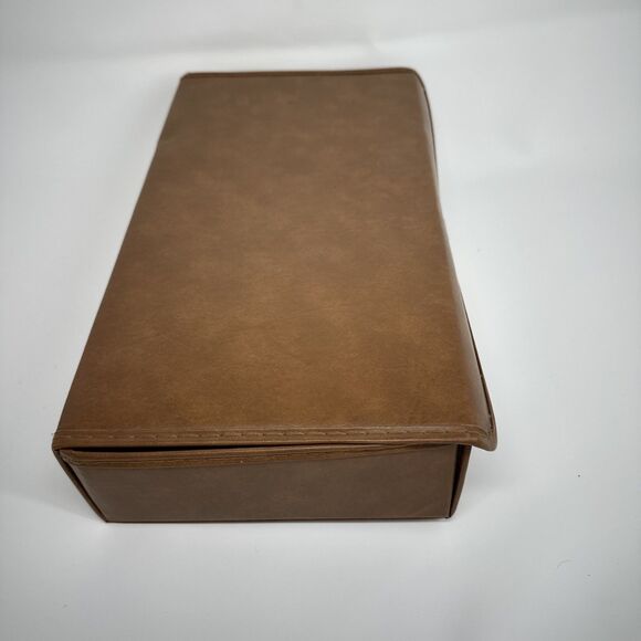 Audio Cassette Storage Carry Case Holds 24 Tapes Brown Faux Leather Service Mfg. - Picture 5 of 6